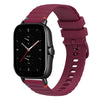 Correa de silicona de 20 mm con puntadas onduladas y puntos para reloj Amazfit GTS 2e (rojo vino)
