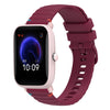 Correa de silicona con puntadas onduladas y puntos para reloj Amazfit Pop Pro de 20 mm (rojo vino)