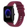 Correa de silicona para reloj Amazfit Pop de 20 mm con puntadas onduladas y puntos (rojo vino)