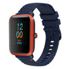 Correa de silicona para reloj Amazfit Bip de 20 mm con puntadas onduladas y puntos (azul marino)