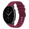 Correa de silicona de 22 mm con costuras punteadas y onduladas para reloj Amazfit GTR 2e (rojo vino)