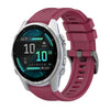 Correa de reloj de silicona de 20 mm con hebilla de acero de color puro para Garmin Fenix 8 AMOLED de 43 mm (rojo vino)