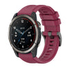 Correa de reloj de silicona de 22 mm con hebilla de acero de color puro para Garmin Quatix 7 Pro (rojo vino)