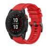 Correa de reloj de silicona de 22 mm con hebilla de acero de color puro para Garmin Fenix 7 Pro de 47 mm (roja)