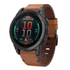 Correa de reloj con hebilla de acero y cuero de 22 mm para Garmin Fenix 8 MIP de 47 mm (marrón)