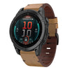 Correa de reloj de 22 mm con hebilla de acero y cuero para Garmin Fenix E de 47 mm (marrón claro)