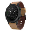 Correa de reloj con hebilla de acero y cuero para Garmin MARQ Golfer de 22 mm (marrón claro)