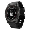 Correa de reloj de 22 mm con hebilla de acero y cuero para Garmin Quatix 7 (negra)