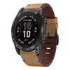 Correa de reloj de 22 mm con hebilla de acero y cuero para Garmin Quatix 7 (marrón claro)