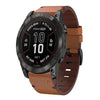 Correa de reloj con hebilla de acero y cuero de 22 mm para Garmin Quatix 7 (marrón)