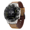 Correa de reloj con hebilla de acero y cuero de 22 mm para Garmin MARQ Aviator Gen 2 (marrón claro)