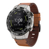 Correa de reloj con hebilla de acero y cuero de 22 mm para Garmin MARQ Aviator Gen 2 (marrón)