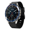 Correa de reloj con hebilla de acero y cuero de 22 mm para Garmin MARQ Captain Gen 2 (negra)