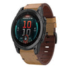 Correa de reloj con hebilla de acero y cuero de 26 mm para Garmin Fenix 8 MIP de 51 mm (marrón claro)
