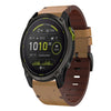 Correa de reloj con hebilla de acero y cuero de 26 mm para Garmin Enduro 3 (marrón claro)