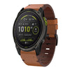 Correa de reloj con hebilla de acero y cuero de 26 mm para Garmin Enduro 3 (marrón)