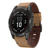 Correa de reloj de 26 mm con hebilla de acero y cuero para Garmin Fenix 7X Pro de 51 mm (marrón claro)