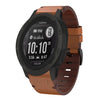 Correa de reloj de 26 mm con hebilla de acero y cuero solar para Garmin Instinct 2X (marrón)