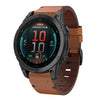Correa de reloj de cuero con hebilla de acero y 20 mm para Garmin Fenix 8 AMOLED de 43 mm (marrón)