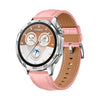 Correa de reloj de cuero genuino con hebilla plateada para Huawei Watch GT 5 de 46 mm (rosa)