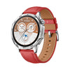 Correa de reloj de cuero genuino con hebilla plateada para Huawei Watch GT 5 Pro de 46 mm (roja)