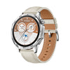 Correa de reloj de cuero genuino con hebilla plateada para Huawei Watch GT 5 Pro de 46 mm (blanco cremoso)
