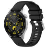 Correa de silicona con hebilla plateada brillante líquida para Huawei Watch GT 5 Pro de 46 mm (negra)