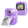 Grabadora de vídeo con impresión de fotografías y pantalla de 2,4 pulgadas E8, cámara multifuncional para niños con doble lente (púrpura)