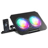 Almohadilla de enfriamiento con dos ventiladores RGB N33, altura ajustable, soporte para computadora portátil con soporte para teléfono