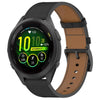 Correa de reloj de cuero de 18 mm con botón pulsador para Garmin Forerunner 265S (negra)