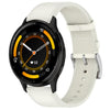 Correa de reloj de cuero de 22 mm con botón pulsador para Garmin Venu 3 (blanca)