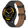 Correa de reloj de cuero de 22 mm con botón pulsador para Garmin Venu 3 (negra)