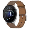 Correa de reloj de cuero de 20 mm con botón pulsador para Garmin Forerunner 165 (marrón)