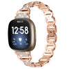 Correa de acero inoxidable con diamantes ovalados para Fitbit Versa 3 (oro rosa)