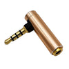 JUNSUNMAY - Conector adaptador de audio TRRS macho a hembra de 3,5 mm en ángulo recto de 90 grados (dorado)