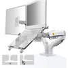 NORTH BAYOU F160-FP Soporte de bandeja con doble brazo para monitor de escritorio, soporte ajustable para portátil (blanco)