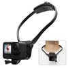 Soporte de cuello flexible para cámara deportiva con abrazadera para teléfono (negro)