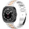 Correa de acero inoxidable de tres cuentas para Galaxy Watch9/8/9 Classic/8 Classic con herramienta de extracción (plata y oro rosa).