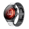 Correa de reloj de cerámica blanca y metal con hebilla de mariposa para Huawei Watch 5 de 42 mm (negro y blanco)