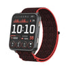 Correa de reloj de nailon con cierre de velcro y anillo metálico de dos secciones para Garmin Venu X1 (rojo y negro)