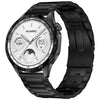 Correa de reloj de acero inoxidable de 20 mm con hebilla de gancho y liberación rápida, con tres cuentas (negro)