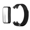 Correa de reloj magnética milanesa de metal con cobertura total de TPU para Huawei Band 10/9/8 (negra)