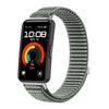 Correa de reloj de nailon tejido con cierre de velcro y interfaz metálica para Huawei Band 10/9/8 (gris y verde)