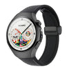 Correa de silicona híbrida con hebilla magnética para Huawei Watch 5 de 46 mm (cuero granulado negro)