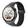 Correa de silicona híbrida con hebilla magnética para Huawei Watch 5 de 46 mm (piel granulada, gris, marrón y negra)