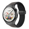 Correa de silicona híbrida con hebilla magnética para Huawei Watch 5 de 46 mm (piel granulada gris y negra)