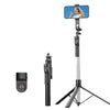 Trípode extensible K50 de 1,9 m para transmisión en vivo, con clip para teléfono y Bluetooth (negro)
