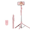 Trípode extensible K50 de 1,9 m para transmisión en vivo, con clip para teléfono y Bluetooth (rosa)