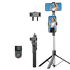 Trípode extensible K50 de 1,9 m para transmisión en vivo, con clip para teléfono dual y Bluetooth (negro)