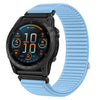 Correa de reloj Garmin de 20 mm con cierre de velcro y nailon tejido, interfaz metálica (azul claro)